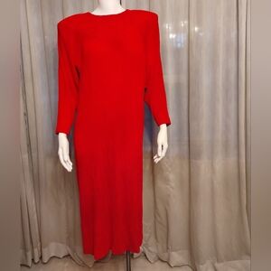 Red Women's Dress 80s Dress With Peekaboo Back And Big Shoulder Pads
